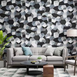 Wallpapers Modern 3D Three-Dimensional Geometric Wallpaper Cube Mosaic Pattern Living Room Dining Sofa Tv Background Fashion