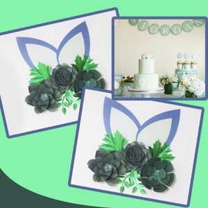 Dekorativa blommor kartong mörkgrönt diy papper lämnar öron inställda på bröllopsevenemang Bakgrunder Dekorationer Nursery Wall Deco Video Tutorials