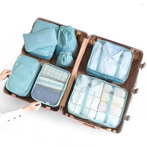 Förvaringspåsar 8 st bagage stor kapacitet rese arrangör väska påse för att packa kläder underkläder kosmetik