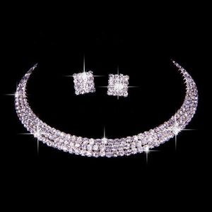 100 % wie abgebildet, klassisches Strass-Schmuckset, Hochzeit, Braut-Halskette und Ohrringe, für Braut, Abend, Abschlussball, Party, Heimkehr, A248M