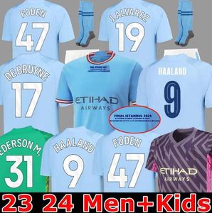 ファンプレーヤーバージョンハーランドサッカージャージ22 23 24 de Bruyne Mans Cities Grealish Foden Ferran 2023 2024フットボールシャツユニフォームロドリゴ