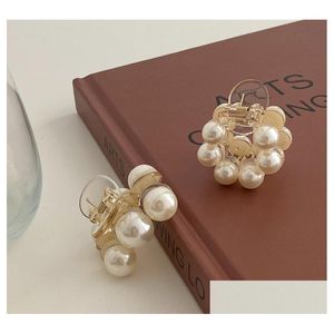 Klämmor Sweet Mini Round Pearl Hair Clips Claw for Women Girls Chic Barrettes Crab Hairpins Styling Fashion Accessories Drop Delivery J DHXK3