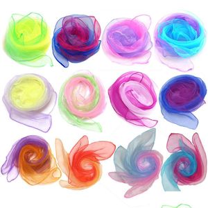 Scarves 60X60Cm Gradient Color Dance Band Scarf Magic Square Jling Nylon Tricks Performance Props Accessory Rhythm For Kids Drop Delivery Fa