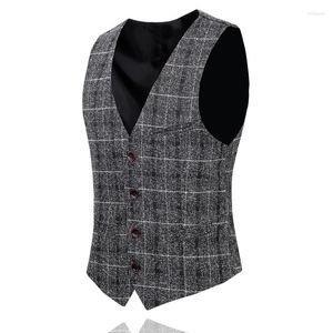 Gilet da uomo Gilet scozzese da uomo Gilet slim design per il tempo libero Gilet giallo nero blu Homme