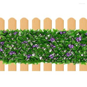 Dekorativa blommor konstgjorda integritetsstaket falska blad hedge faux bladpaneler för kontor trädgård vägg balkong skärm inomhus utomhusdekor