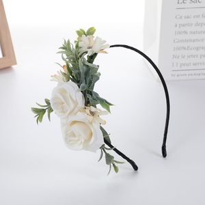 Headpieces Flores Artificiais Brancas Menina Tiara Acessórios de Cabelo Para Casamento Noiva Rosa Seda Falsa Decoração de Festa de Aniversário