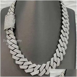 Naszyjniki wiszące spersonalizowane 24 mm szerokość 4Row ciężka 500 g lodowana biżuteria popiersie Down Moissanite Diamonds Cuban Link Dostawa Pendan DH2O8