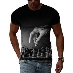 Nuove magliette grafiche di scacchi di interesse 3D Estate Vendita calda Moda Uomo Casual Personalità Stampato O-Collo T-shirt a maniche corte Top