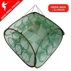 Fishing Accessories Sturdy 21 hole automatic fish net shrimp cage nylon folding crab fish net casting folding fish net 230720