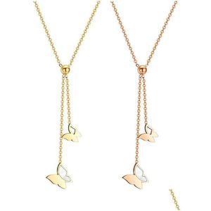 Anhänger Halsketten Herzform Elektrokardiogramm Personalisierte Schmetterling Titan Stahl Halskette Einzigartiger Schmuck für Frauen Drop Delivery Anhänger