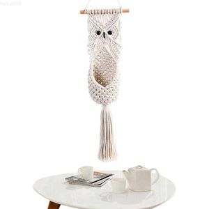 Decorative Objects Figurines Cute Owl Macrame Wall Hanging Tapestry Wall Decor Bohemian Woven Home Decoration For Handmade Living Room Apartment Dorm L230724