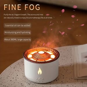 Volcano Air Humidifier Ultrasonic Aroma Diffuser Essential Oil Diffusers Electric Atomizer Volcanic Fire 3D Flame 2 Color Led Light Ning Lamp Jelly Fish Cool Mist