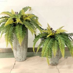 Decorative Objects Figurines Artificial Fake Boston Natural Fern Bushes UV Resistant Greenery Bunches Faux Plants Shrubs for Outdoor Decor L230724