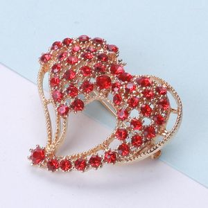 Brooches Red Rhinestone Love Heart For Women Men Classic Valentine's Day Party Casual Brooch Pin Clothes Clips Gifts