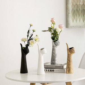 Vaser Creative Nordic Modern Thumb Wedding Decoration Ceramic Vase Simple Flower Pot Living Room Home Table Office Decor Desktop