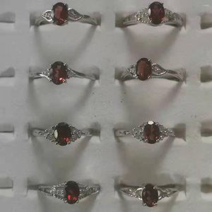 Cluster Rings Natural Blue Topaz Red Garnet Citrine Green Peridot Color Ring Ladies Jewelry S925 Silver Adjustable Size