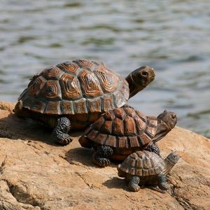 Garden Decorations 33x24x14cm Simulation Animal Turtle Ornaments Home Garden Pool Pond Resin Decoration Statue Sculpture Crafts Christmas Gift 230721