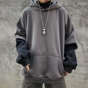 Herren Hoodies Zwei farblich passende lockere Plüsch-Kapuzenpullover für dunkelschwarzen Herbst- und Winterurlaubs-Hoodie