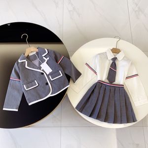 ragazza gonna vestiti per bambini Manica lunga 4 pezzi set ragazze vestono Kid abiti da cerimonia firmati bottoni fasion marca primavera Autunno Inverno