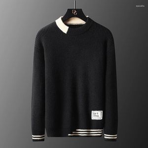 Men's Sweaters High Class Trend Color Blocking Round Neck Sweater For Casual Korean Designer's Autumn And Winter Knitting Pullover