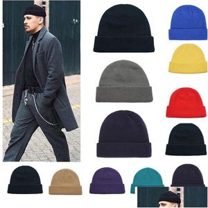 Gorro/Bonés de Caveira Moda Rua Inverno Chapéus Para Mulher Homem Gorros Malha Fluorescente Chapéu Meninas Outono Feminino Gorro Quente Bonnet Dheh0