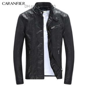 Herenjassen CARANFIER Heren PU-jassen Jassen Motorfiets Biker Kunstleer Jas Heren Herfst Winterkleding Heren Klassieke dikke fluwelen jas 220816 Z230724