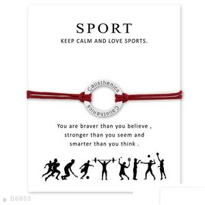 Charm Armband Girls Justerbara sportuttalande smycken med kort Sier Calisthenics for Women Drop Delivery DHYP0