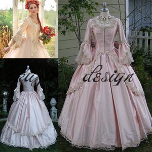 Abito da ballo gotico rosa Vintage stile anni '20 Scoop Abiti da ballo a maniche lunghe a tutta lunghezza Custom Made Abito lolita gotico vittoriano bro210x