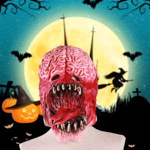 Scary Bloody Brain Tongu Long Latex Mask Full Face Carnival Costume Masquerade Adult Party Cosplay Costume Mask Halloween Props