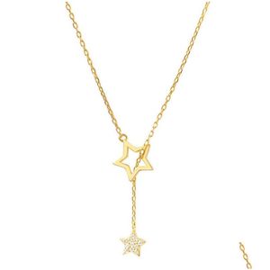 Pendant Necklaces Vintage Mtilayer Crystal Necklace Women Gold Color Moon Star Horn Crescent Choker Jewelry Drop Delivery Pendants Dhiyt