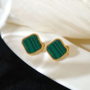 Clover Charm Saplama Küpe Moda Vintage 4/Dört Yaprak Arka Pear Gümüş 18K Altın Kaplama Kadın Yence Günü Sevgililer Günü Düğün Mücevher Hediye L2