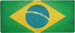 Grafy Brezilya Bayrağı Büyük Fare Padü Genişletilmiş Bilgisayar Klavyesi Fare Pedleri Kayma Olmayan Masa Mat Gamer 35.4 x 15.7 inç