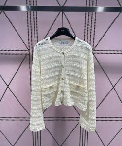 23SS Designer Sweter Kobiety koronkowe dzianiny swetry damskie Długie rękaw pusta kardigan