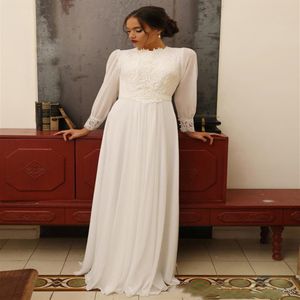 Abiti da sposa design vintage maniche lunghe a sbuffo collo alto applicazioni pizzo chiffon lunghezza pavimento abiti da sposa taglia personalizzata281z