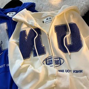 Damen Hoodies 2023 Y2k Freizeitkleidung Teenager Vintage Retro Sommer Zip Up Frauen Hoodie Übergroße Buchstaben Stickerei Sweatshirts Tops