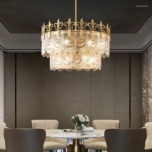 Pendant Lamps Postmodern All Copper Light Luxury Chandelier Living Room Bedroom Study Dining Table Round