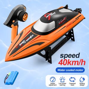 Barcos Elétricos RC 24 GHz Barco de Controle Remoto Motores Duplos Lancha de Corrida Grande Capacidade Bateria Recarregável Alta Velocidade Brinquedos de Piscina de Água de Verão 230724