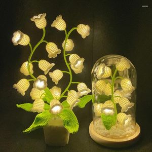 装飾的な花手作りベルオーキッドスモールナイトライトDIYウール織り風チャイムポット鉢植物の花の素材バッグクリスマスクリエイティブ