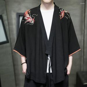 Camisas casuais masculinas estilo chinês verão meia manga tradição gola mandarim terno retrô linho de algodão kungfu hanfu tops 5XL