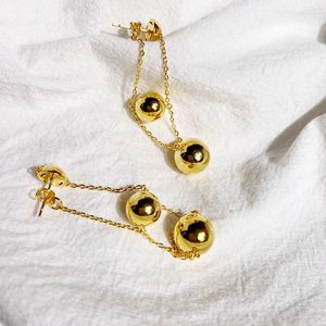 Dangle Earrings Japan Korea Fashion Triple Ball 2 Colors Trendy Chain Jewelry Gold Punk Gift Classic Temperament