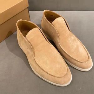 Loro Piyano Süet Ayakkabı Açık Yürüyüş LP Sneaker Kadın Deri Çift Piana Piana Sıradan Ayakkabı Erkek Slip-On Yüksek Üst Yürüyüş Daireler Boot Luxury Tasarımcı Çöl Botları Fabrika