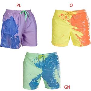 Men's Swimwear Men Summer Beach Shorts Temperature Sensitive Color Changing Swim Trunks Elastic Drawstring Waist Quick Dry Water Drop 230724