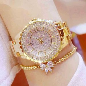 女性の時計女性時計ゴールドラグジュアリーブランドダイヤモンドクォーツパルスRVSクロック時計レラギオフェミニノ0902