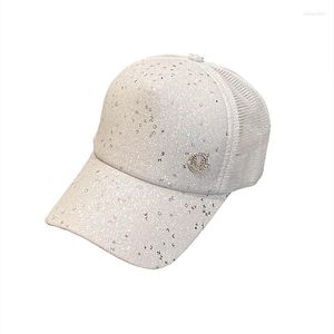 Ball Caps Spring And Summer Female Korean Leisure M Sequined Baseball Cap Hollow Breathable Mesh