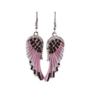 Dangle Chandelier Elegant Retro Angel Wings Earrings Fashion Unique Rhinestone Feather Drop Gothic Jewelry For Women Gift Delivery