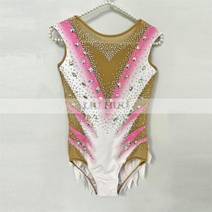 Traje de Palco LIUHUO Personalizar Feminino Menina Adolescentes Criança Fantasia Performance Ginástica Rítmica Collant Competição Patinação Vestido Branco Rosa Dança