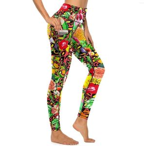 Leggings da donna Leopardo floreale Stampa floreale colorata Pantaloni da yoga fitness Push Up Leggins retrò Calzamaglia sportiva personalizzata ad asciugatura rapida XL XXL