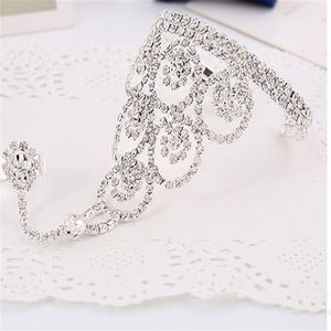 New Fashion White Diamond Hand Chian Jewelry Silver Chain Women Bride Silver Charm Bridal Accessories Wedding Hand Bracelets Weddi294D