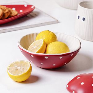 Skålar soppa fruktsallad skål handmålad keramisk röd svamp porslin bordsartiklar set barn julbröllop födelsedag czy-z2306-3
