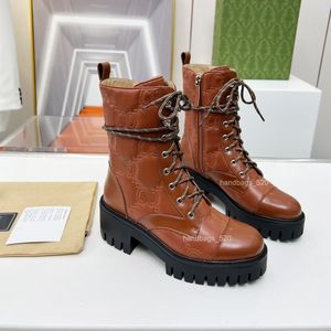 Retro Women Boots Cowskin haft haft wysoko obcasowe grube dolne buty mody swobodne wygodne wiosna i jesień 5a oryginalne skórzane buty